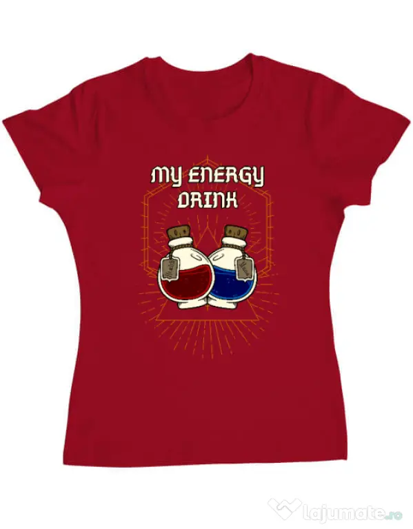 Tricou personalizat dama My Energy Drink - Health and Mana Rosu