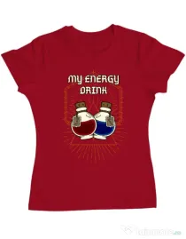 Tricou personalizat dama My Energy Drink - Health and Mana Rosu