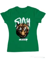 Tricou personalizat dama Stay Wild Verde mediu