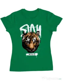 Tricou personalizat dama Stay Wild Verde mediu