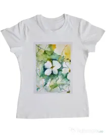 Tricou personalizat dama Floral Geometric Alb