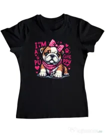 Tricou personalizat dama BULLDOG 04 Negru
