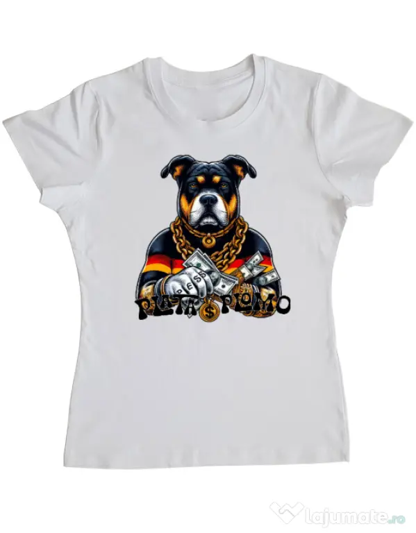 Tricou personalizat dama BULLDOG 08 Alb
