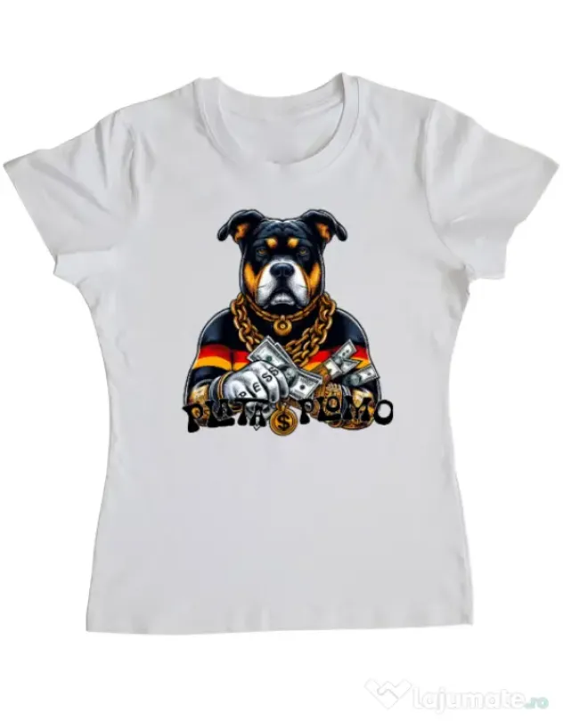Tricou personalizat dama BULLDOG 08 Alb