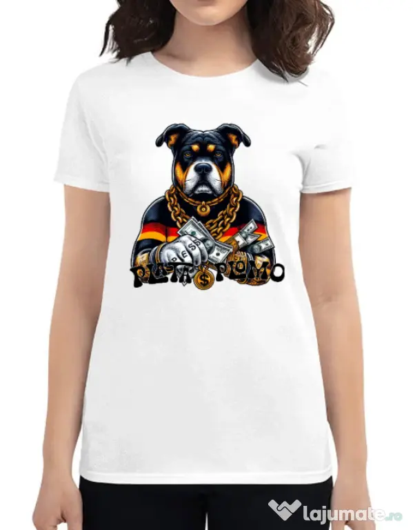 Tricou personalizat dama BULLDOG 08 Alb