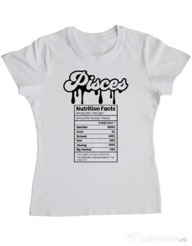 Tricou personalizat dama Zodiac | Pești Alb