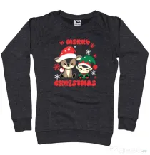 Bluza personalizata dama Prietenii lui Mos Craciun Negru melanj