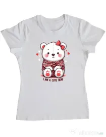 Tricou personalizat dama CUTE BEAR 2 Alb