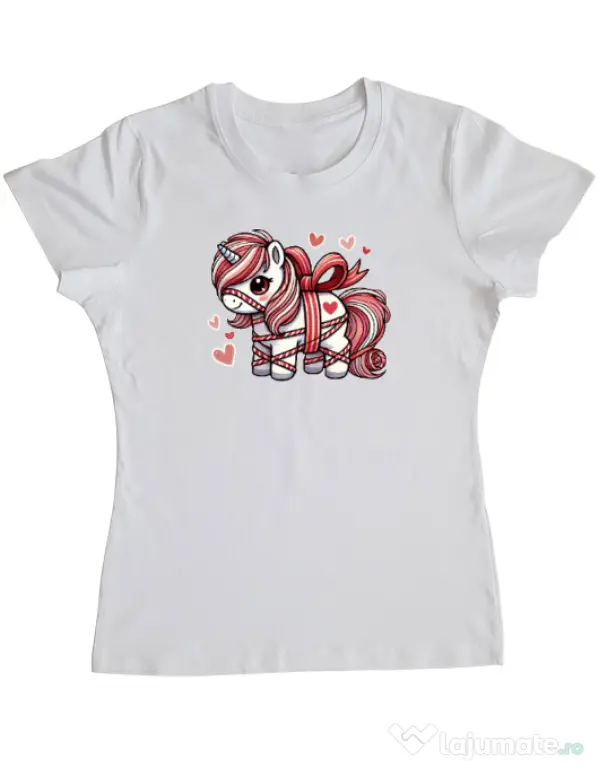 Tricou personalizat dama Cute ponny Alb