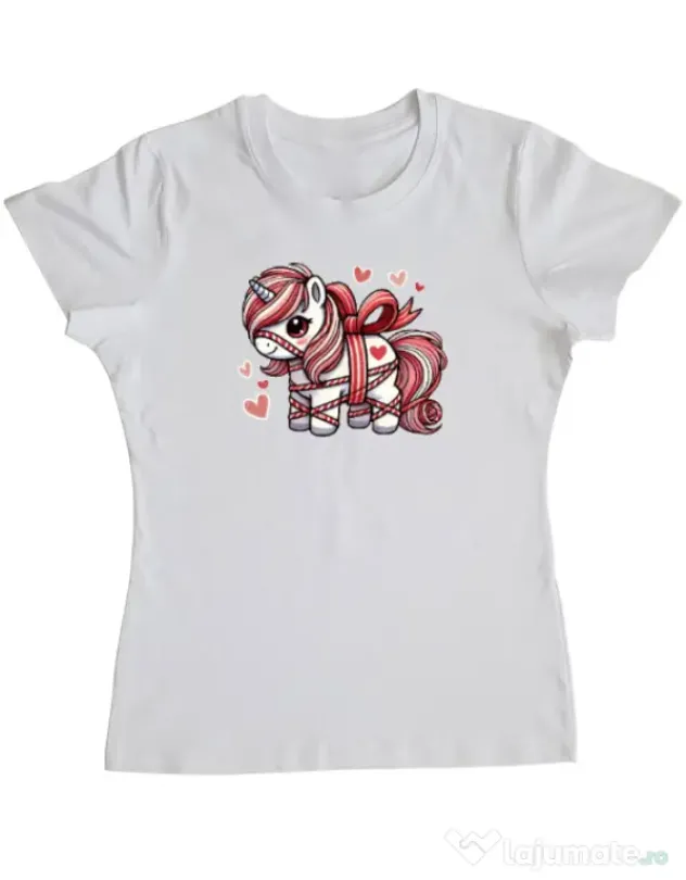 Tricou personalizat dama Cute ponny Alb