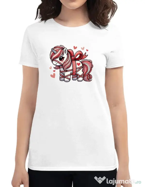 Tricou personalizat dama Cute ponny Alb