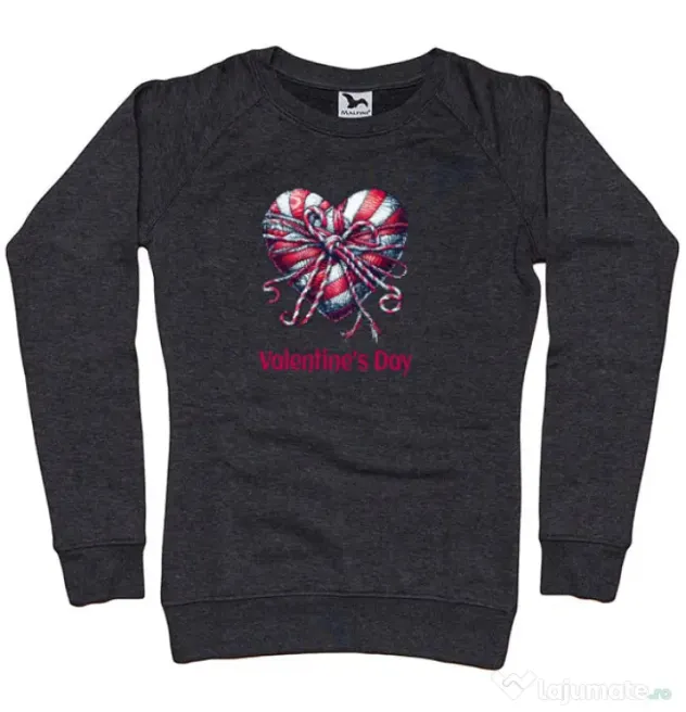 Bluza personalizata dama Valentine\'s Day 2025 Negru melanj