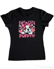 Tricou personalizat dama BULLDOG 13 Negru