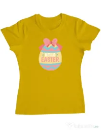 Tricou personalizat dama HELLO EASTER Galben