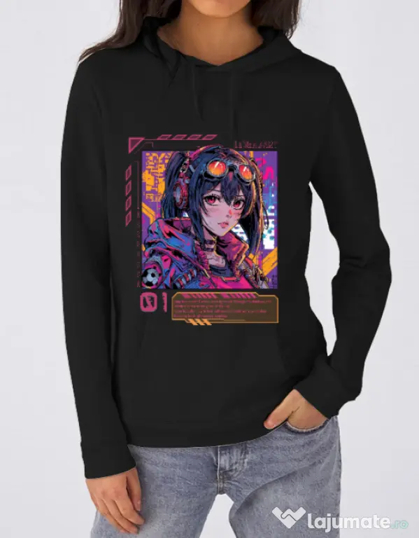 Hanorac dama cu gluga NEON DREAMS Negru