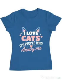 Tricou ADLER dama I love cats Albastru azuriu