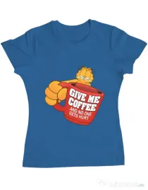 Tricou ADLER dama Give me coffee Albastru azuriu