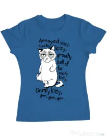 Tricou ADLER dama Grumpy kitty Albastru azuriu
