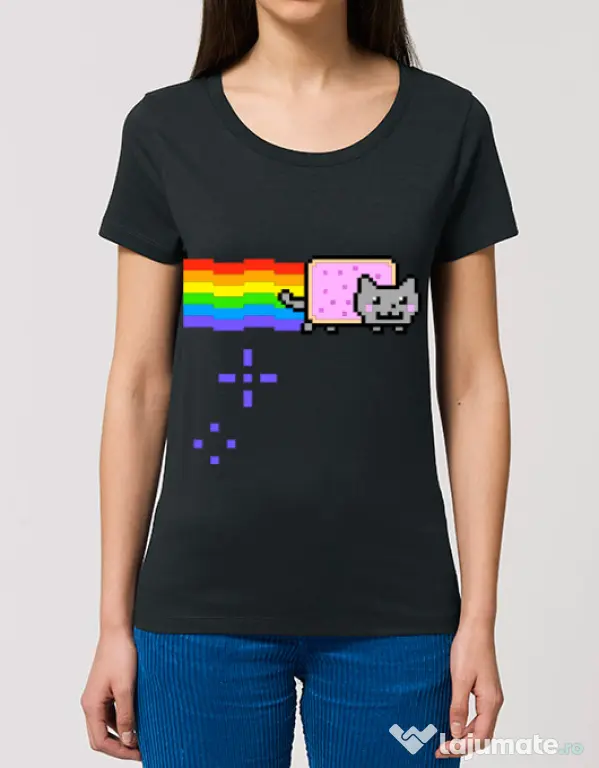 Tricou STANLEY STELLA dama Nyan cat Negru