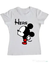 Tricou ADLER dama Hers Mickey Alb