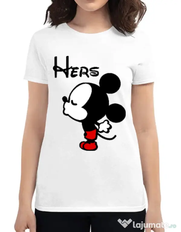 Tricou ADLER dama Hers Mickey Alb