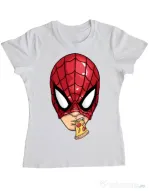 Tricou ADLER dama Spiderman pizza Alb
