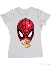 Tricou ADLER dama Spiderman pizza Alb