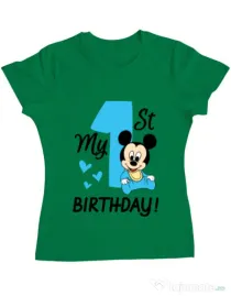 Tricou ADLER dama My first birthday Verde mediu