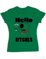 Tricou ADLER dama Hello bitches Verde mediu