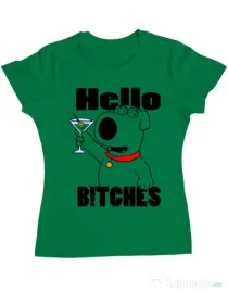 Tricou ADLER dama Hello bitches Verde mediu