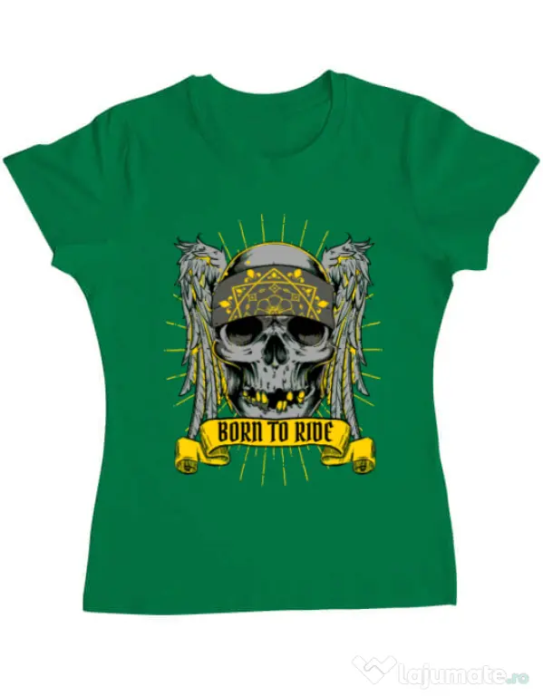 Tricou ADLER dama Born to ride Verde mediu