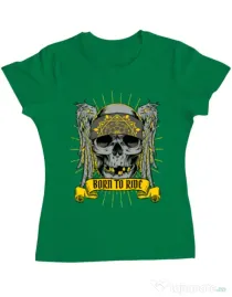 Tricou ADLER dama Born to ride Verde mediu
