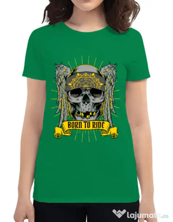 Tricou ADLER dama Born to ride Verde mediu