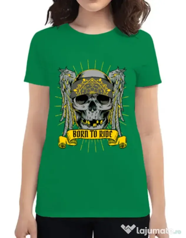 Tricou ADLER dama Born to ride Verde mediu