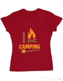 Tricou ADLER dama I love Camping Rosu