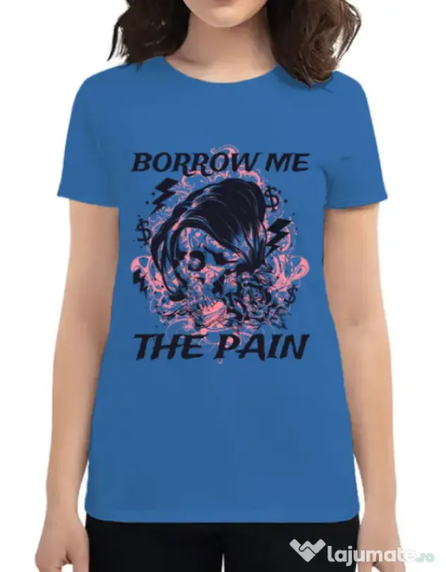 Tricou ADLER dama Borrow me the pain Albastru azuriu