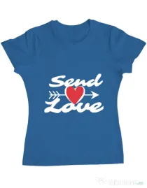 Tricou ADLER dama Send love Albastru azuriu