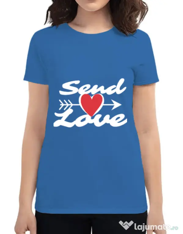 Tricou ADLER dama Send love Albastru azuriu