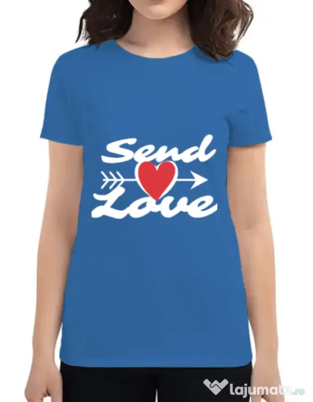 Tricou ADLER dama Send love Albastru azuriu