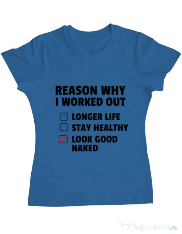 Tricou ADLER dama Reason why I work out Albastru azuriu