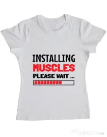 Tricou ADLER dama Installing Muscles Alb