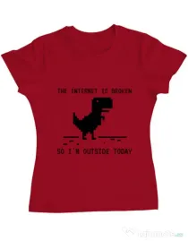 Tricou ADLER dama The internet is broken Rosu