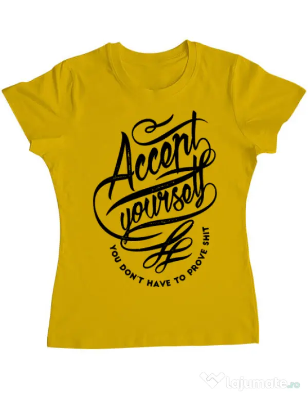 Tricou ADLER dama Accept Yourself Galben