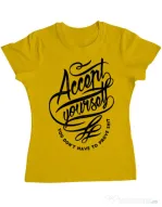 Tricou ADLER dama Accept Yourself Galben