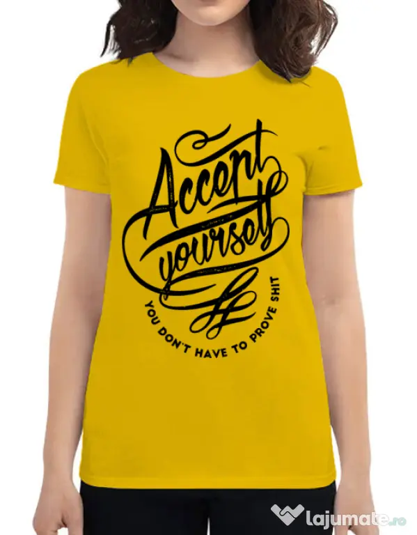 Tricou ADLER dama Accept Yourself Galben