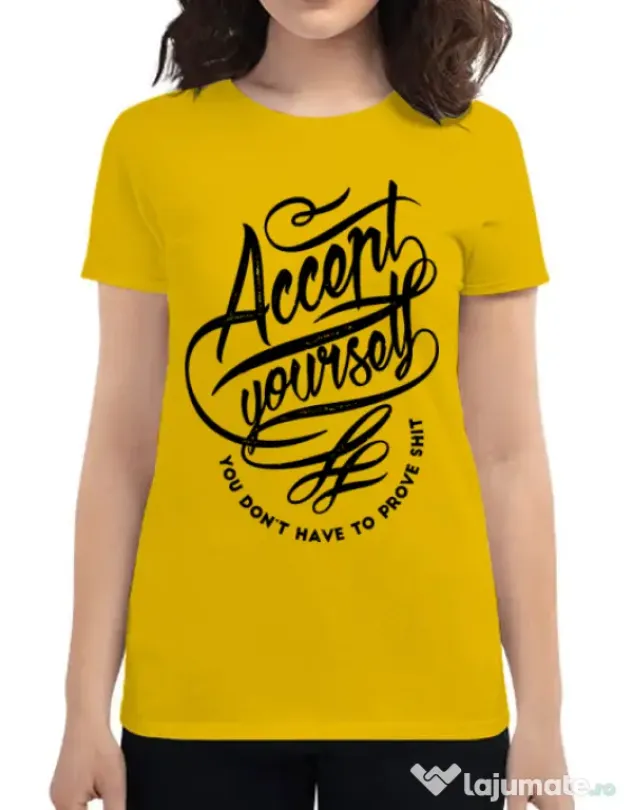 Tricou ADLER dama Accept Yourself Galben