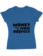 Tricou ADLER dama Money, power,respect Albastru azuriu