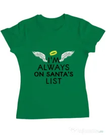 Tricou ADLER dama Always on santa’s list Verde mediu