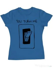Tricou ADLER dama You turn me on Albastru azuriu