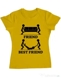 Tricou ADLER dama Best friend Galben